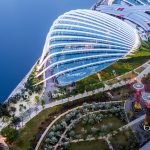 Arial view of Gardens by the Bay and the Super Trees, Singapore City, Singapore